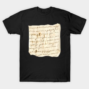 Handwritten old letter in French. T-Shirt